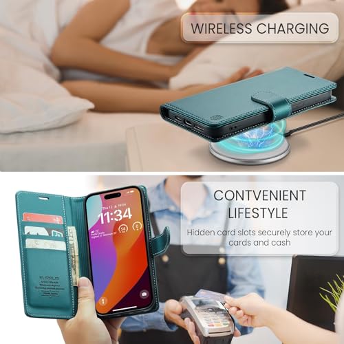 FLIPALM Card Holder Wallet Case for iphone 17e, Green | Card Holder, RFID Blocking, PU Leather Folio Flip, Kickstand, Protective Shockproof Cover - color: Green