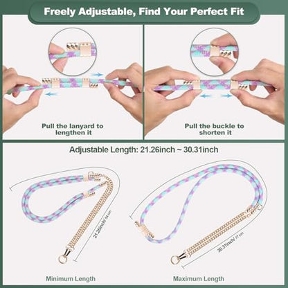 YFWE Phone Lanyard Crossbody, Adjustable Cell Phone Lanyard Neck Strap for All Phones, Universal Skin Friendly Phone Strap Crossbody for Women and Men - color: Colorful 3