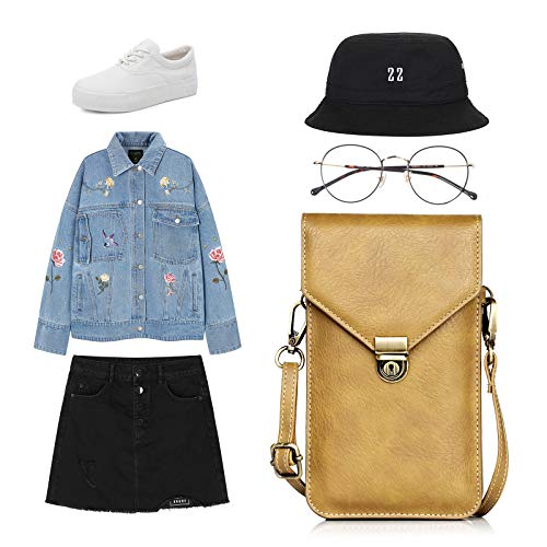 Small Cell Phone Purse, Synthetic Leather Crossbody Bag Dual Pockets Card Holder Neck Pouch with Adjustable Strap for iPhone X Xr 8 7 6s Plus, Galaxy S10 S9 S8 Plus, LG G8 ThinQ, Beige - color: 02 Beige