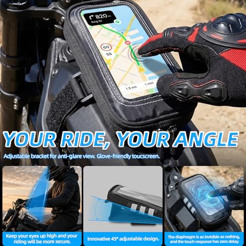 CHANGCHENG E-Dirt Bike Battery Cover Bag Phone Pouch with Touch Screen | Front Frame Pouch,Adjustable Viewing Stand &Hidden Pocket, Extended Strap for Surron Light Bee,Talaria ,E Ride Pro,Yozma In10