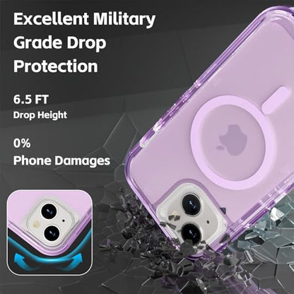 Follaroma Magnetic for iPhone 15 Case, Heavy Duty Phone Cases, Purple, 6.1" | Compatible with MagSafe, Heavy Duty Shock proof Protection, Military-Grade Anti-Drop, Dual Layer Transparent Protective Cover - color: Purple, size: iPhone 15 6.1''
