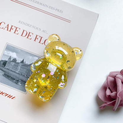 1Pc Bear Phone Grip Tok Folding Bracket Mobile Phone Finger Holder Mobile Phone Cartoon Foldable Epoxy SequinsCute B 3D Ear Shaped for Desktop Mobile Phone Cell Phones and Accessories (Yellow) - color: Yellow