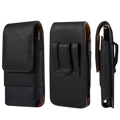 Cell Phone Belt Clip Bag Leather, Mobile Phone Blet Pouch Mens, Universal Waterproof Leather Smartphone Belt Loop Holster with Card Holder Carabiner Hook Wallet Purse Pocket for Outdoor Sport Travel - color: Black