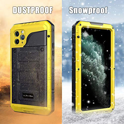 Beasyjoy for iPhone 11 Pro Max Case Waterproof Metal Case Heavy Duty Built-in Screen Full Body Protective Shockproof Military Grade Yellow - color: Yellow, size: iPhone 11 Pro Max