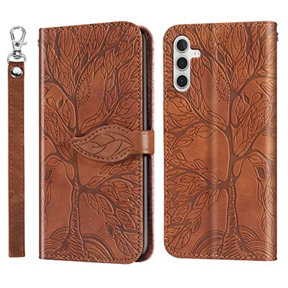 Wallet Case for Samsung Galaxy A13 5G 2021 with Card Holder/Slot,Leather Flip Folio Stand Shell Magnetic Closure Wrist Strap Kickstand Phone Case(Galaxy A13 5G 6.5 inch) Brown - color: Brown, size: Samsung Galaxy A13 5G