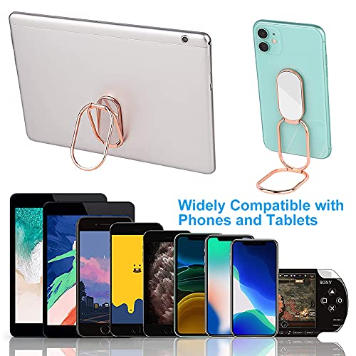 Phone Ring Holder Finger Kickstand, Foldable 360° Rotation Cellphone Grip for Desk, Office Desktop, Cell Phone Stand Compatible with iPhone iPad Smartphones Tablets (with Magnetic Car Mount) - color: Rose Gold
