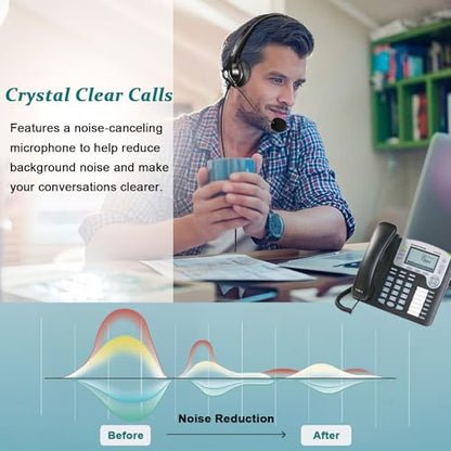 2.5mm Telephone Headset with Microphone Noise Cancelling & Volume Controls