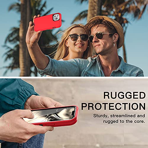 AICase for iPhone 13 Pro Max Case with Belt-Clip Holster, Screen Protector, Heavy Duty Protective Phone Case, Military Grade Full Body Protection Shockproof/Dustproof/Drop Proof Rugged Cover - color: Red