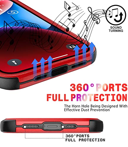 Diverbox for iPhone 14 Case [Shockproof] [Dropproof] [Tempered Glass Screen + Camera Lens Protector],Heavy Duty Protection Phone Case Cover for Apple iPhone 14 (Red-3in1) - color: RED-3in1