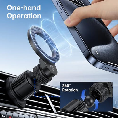 SYNCWIRE for MagSafe Car Holder【Ring Ventilation】【 360° Rotatable】【N55 Magnetic】 Phone Mount for Air Vent, Car Cell Phone Holder Mount Compatible iPhone iPhone 18 17 16 15 14 Pro Max