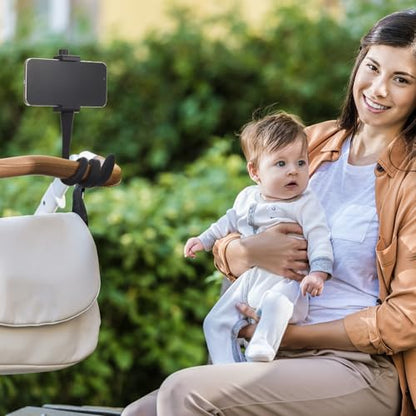 Amylove 2 Pcs Stroller Phone Holder Universal Stand, Black, Upgraded - style: Upgraded