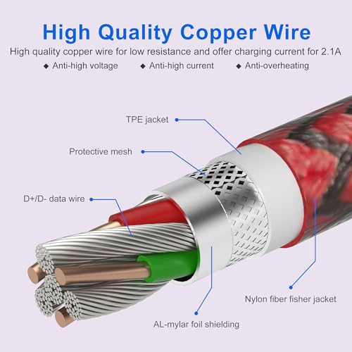26FT/8M Extra Long iPhone Charger Cord, [Apple MFi Certified] Nylon Braided Lightning Cable 2.4A, Fast Charging Long iPhone Charger Cord for iPhone 14 13 12 11 Pro Max/XS/XR/iPad