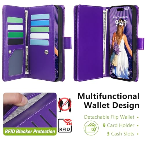 Varikke Wallet Case for iPhone 17 Pro Compatible with Magsafe, Dark Purple - color: (Compatible with MagSafe) Dark Purple, size: iPhone 17 Pro 6.3"