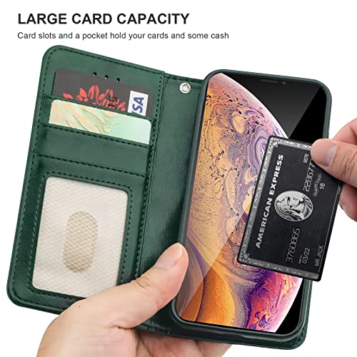 Bocasal Detachable Wallet Case Card Holder for iPhone Xs Max, Green - color: Green