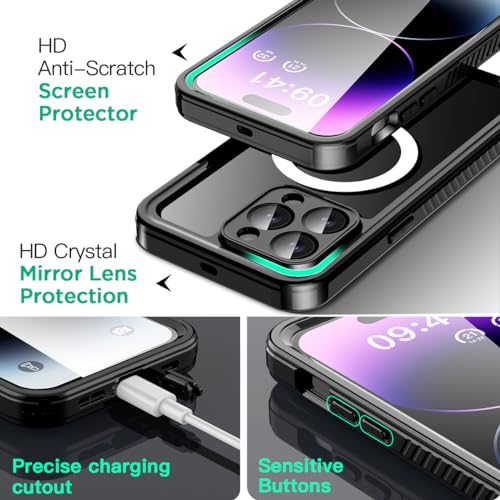 AICase iPhone 14 Pro Case Waterproof with MagSafe Clear Snowproof,Dustproof and Shockproof,IP68 Certified Full Body 360 Protection Fully Sealed Underwater Cover for iPhone 14 Pro 6.1" - color: iphone 14 Pro Waterproof Case