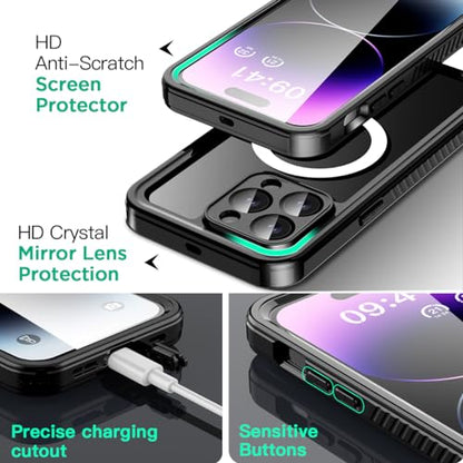 AICase iPhone 14 Pro Case Waterproof with MagSafe Clear Snowproof,Dustproof and Shockproof,IP68 Certified Full Body 360 Protection Fully Sealed Underwater Cover for iPhone 14 Pro 6.1" - color: iphone 14 Pro Waterproof Case