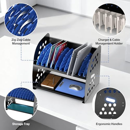 POCHAR 10-Device Open Charging Station for Chromebooks Tablets with Sockets - size: 10 Laptops