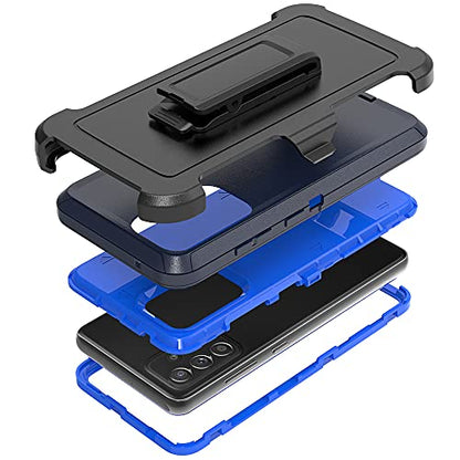 TENCO Compatible with Samsung Galaxy A52 5G Case,with Screen Protectors,Heavy Duty Rugged Shockproof Full Body Protection Kickstand Case with Belt Clip Holster for Samsung Galaxy A52 5G (Blue) - color: Blue