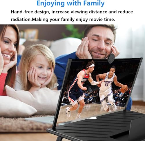 20" Screen Magnifier for Cell Phone – 3D HD Magnifing Screen Enlarger Projector for Movies Videos and Gaming – Foldable Phone Stand Holder with Screen Amplifier–Supports All Smartphones - size: Black-20‘’