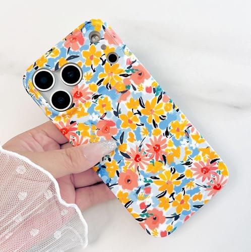 Qokey Floral Case Compatible with iPhone 17 Pro Max, Cute Garden Flowers Design for Girls Women, Soft Bumper Lightweight Slim Fit Shockproof Non-Yellowing Phone Cover, Reddish Yellow Floral - color: Reddish Yellow