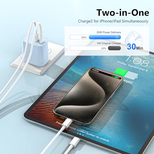 USB C Charger Block 3 Pack, Dual Port 20W Fast Wall Plug(Light Blue) - color: Light Blue