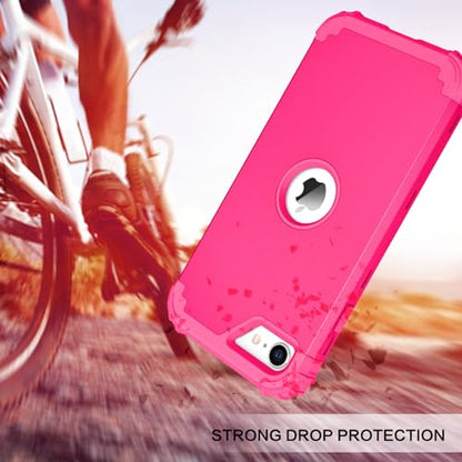 BENTOBEN for iPhone SE 2022 Case and iPhone SE 2020 Case, Heavy Duty 3 in 1 Full Body Rugged Shockproof Hybrid Hard PC Soft Rubber Girls Women Boys Cover for iPhone SE 3rd/2nd Gen, Hot Pink - color: Hot Pink
