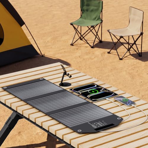 30W Portable Solar Panels Charger with 18V DC, USB-C & Dual-USB-A - size: 30W without MC4