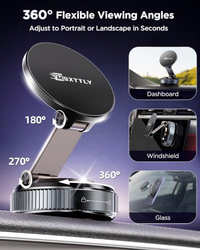 MSXTTLY Car Phone Holder,Vacuum Magnetic Suction Cup Phone Mount Nano Gel