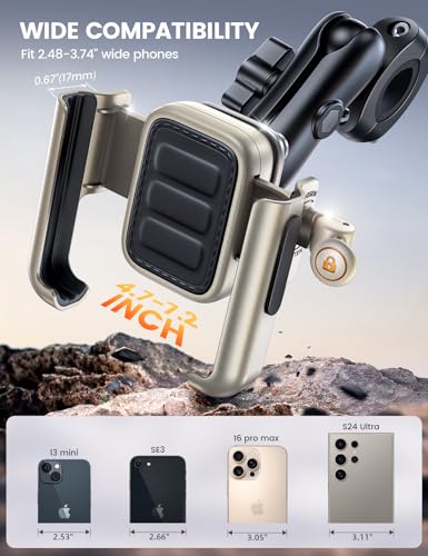 Lamicall Motorcycle Phone Mount Holder - [All Metal] [Anti Shake] - color: Gold