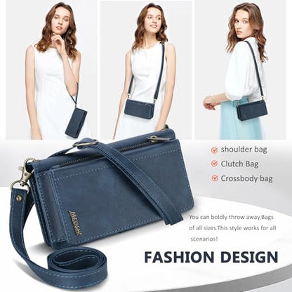 for Samsumg Galaxy S26 Ultra Wallet Case, Detachable Magnetic Phone Case,Faux Leather Strap Wallet,with RFID Blocking,Zipper Card Holder,Shoulder Straps (Darkblue) - color: Darkblue, size: Samsumg Galaxy S26 Ultra