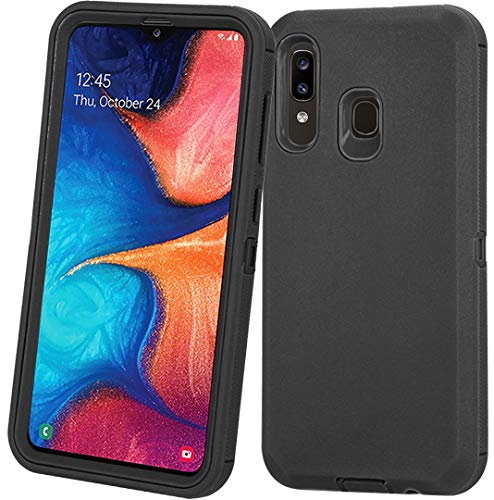 Heavy Duty Defender Armor Case for Samsung Galaxy A20/A30/A50 - Built-in Screen Protector - Black - color: Black