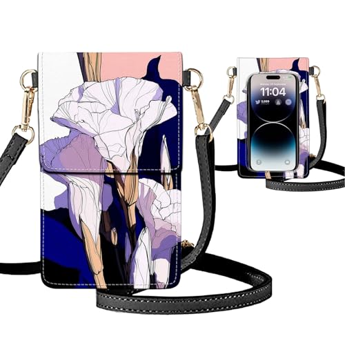 Small Crossbody Bags for Women Touchscreen Cell Phone Bag Cross Body Purses with adjustable Strap,Gifts For Teenage Girls - color: Mauve Flowers