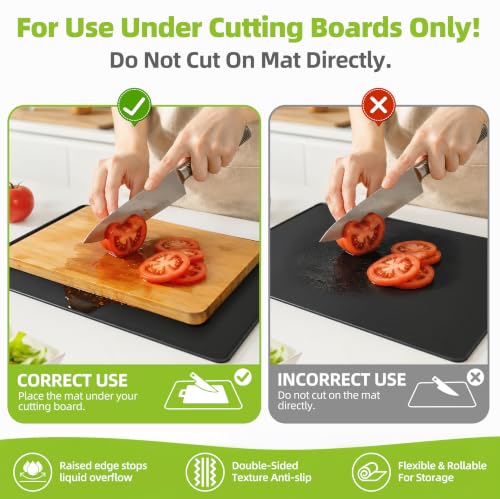 15"x18" Extra Large Double-Sided Non-Slip Cutting Board Mat - color: Large Black