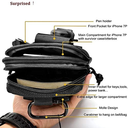Belt Pouch, Tactical Molle Phone Pouch EDC Utility Pouches Waist Bag Packs, Small Cell Phone Holster Gear Tool Gadget Pocket for Men Running - color: Strap Green
