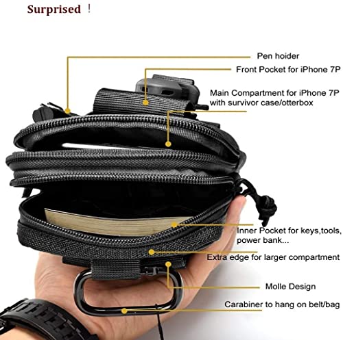 Belt Pouch, Tactical Molle Phone Pouch EDC Utility Pouches Waist Bag Packs, Small Cell Phone Holster Gear Tool Gadget Pocket for Men Running - color: Orange