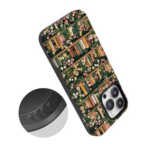 Casely iPhone 14 Pro Max Case | Book Nook | Floral Library | Bold Protective Design | Compatible with MagSafe - color: Book Nook | Floral Library