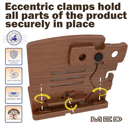 MED Wood Phone Docking Station Nightstand Desk Organizer for Phone, Watch, Wallet & Tablet Gift for Men, Husband, Father's Day, Dad & Women Model 1 (Dark Walnut) - color: Dark Walnut