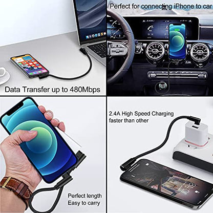 USB C to Lightning Cable 1ft MFi Certified 90 Degree iPhone Charger 3 Pack - size: 1FT