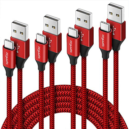 etguuds USB to USB C Cable, 4-Pack USB A to USB C Cable Fast Charging - color: Red, size: 1ft,3ft,6ft,10ft