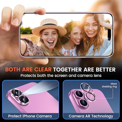 Fotbor for 2Pack iPhone 16 Privacy Screen Protector with 2Pack Camera Lens Protector, Anti Spy 9H+ Tempered Glass with Easy Installation Kit, No Bubble - size: iPhone 16-6.1 inch