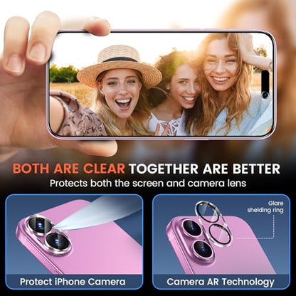 Fotbor for 2Pack iPhone 16 Privacy Screen Protector with 2Pack Camera Lens Protector, Anti Spy 9H+ Tempered Glass with Easy Installation Kit, No Bubble - size: iPhone 16-6.1 inch