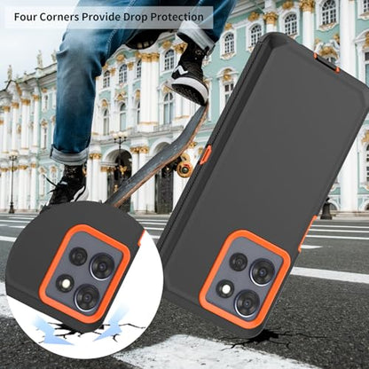 Rugged Phone Case for Moto G Power 5G 2025/Moto G Play 2025, with Belt Clip Holster & Kickstand Heavy Duty Shockproof Protective Full Body Case (Orange) - color: Orange