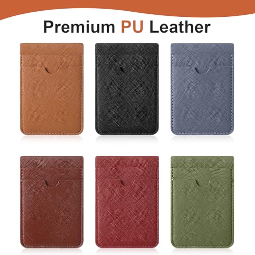Weewooday 6 Pcs 6 Pcs Stick on Phone Card Holder Wallet, Solid, Colorful - color: Colorful