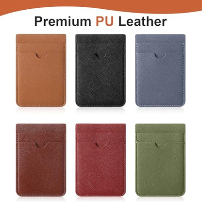 Weewooday 6 Pcs 6 Pcs Stick on Phone Card Holder Wallet, Solid, Colorful - color: Colorful