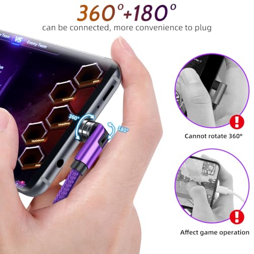 ANMONE Magnetic Charging Cable (540° Rotating 4Pack 3/3/6/6ft Purple) Magnetic Cable Compatible for iPhone,iPad,USB C Smartphone,Android Tablet - color: Tips Rotatable 1/1/2/2m (purple)