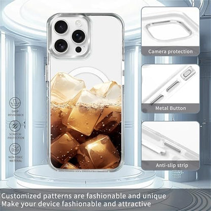 Magnetic Case for iPhone 13 Pro Max Design On Clear Base, Compatible with MagSafe, Slim Protective Soft TPU Bumper Phone Cover Women Girls Case Brown Ice Drinking - color: Brown Ice Drinking, size: iPhone 13 Pro Max