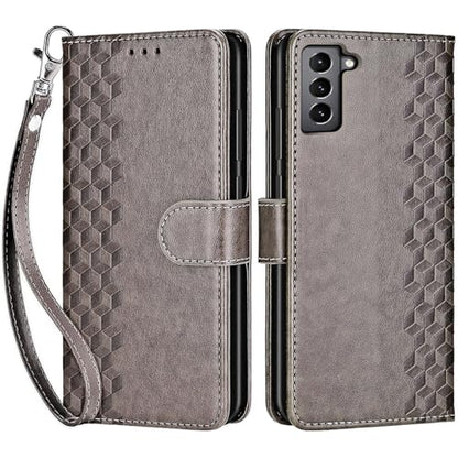for Samsung Galaxy S22 Wallet case, Gray-Cube | 3 Card Holders, Kickstand, Shockproof TPU Shell, PU Leather, Magnetic Closure, Protective Flip Folio Cover, Women - color: 10