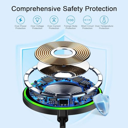Fast Wireless Charging Pad Samsung S25FE S25 S26 Ultra Charger Stand Wireless Android Phone Charger 15W for Samsung Galaxy S26 S25 S24 Plus S23 S22, Pixel 10 Pro, iPhone 17 16, with 18W Adapter