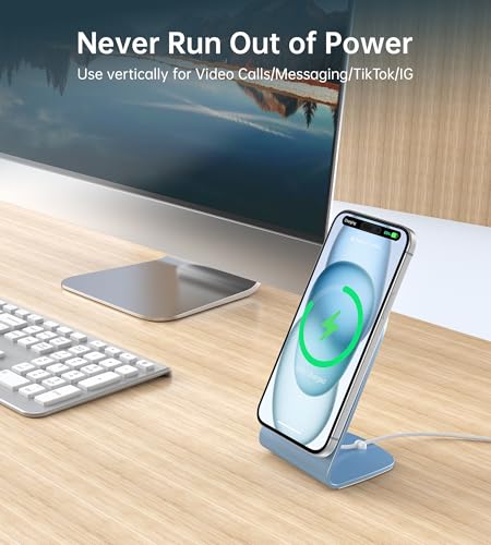 Magnetic Wireless Charger Stand + Charging Pad for iPhone Duo/18-12 Series - color: Blue