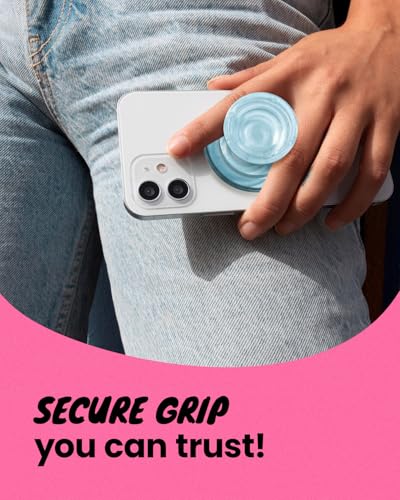 OnTheGrip Compatible with Magsafe Magnetic Authentic Translucent Color Design Collapsible Mobile Phone Grip Stand Holder for Smartphone Tablet Cell Phone Accessory (Sky Blue) - color: Sky blue